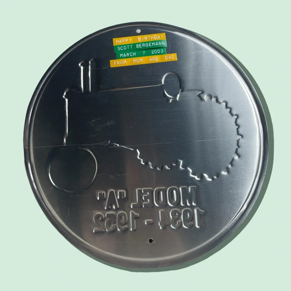 Vintage John Deere Licensed Product Model A Round Metal Sign Wall Decor
